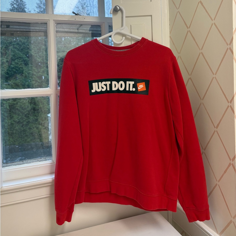 Nike Red Crewneck Sweater with Logo